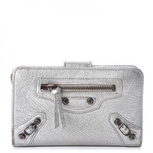 Authentic Balenciaga Agneau classic fold wallet Gris aluminum (silver)